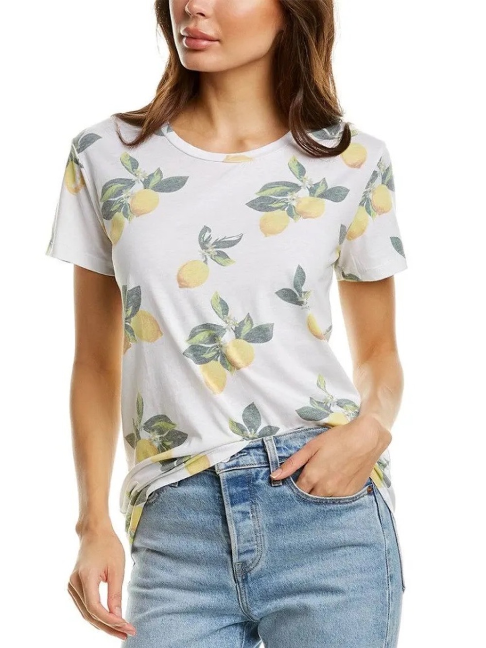 Chaser White Lemon Pattern Short Sleeve Tee SZ Large